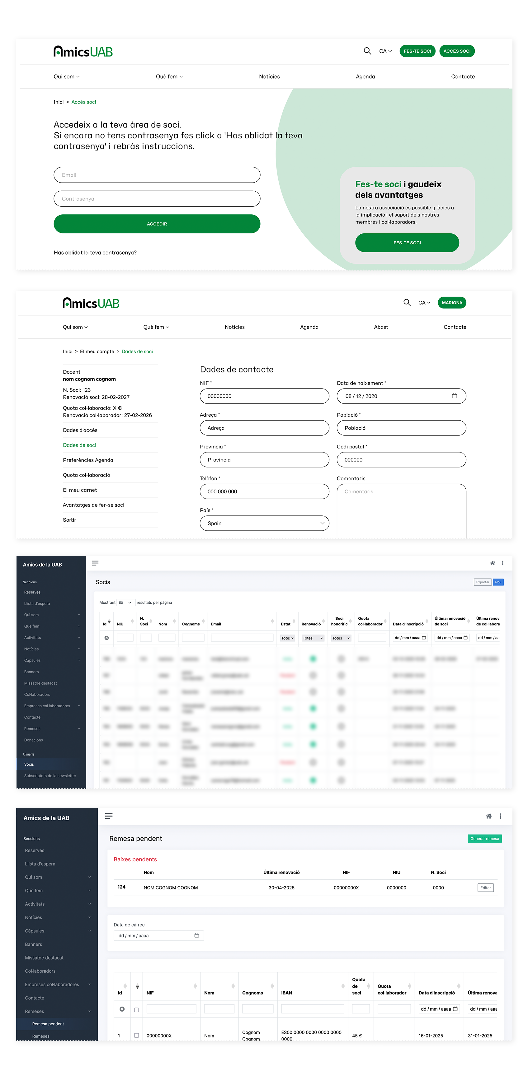 Gestión de socios y quotas
